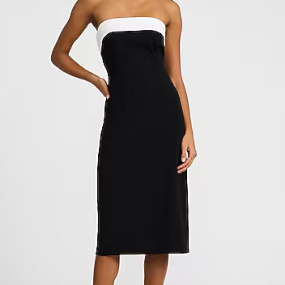 Express Strapless Black and White Dress